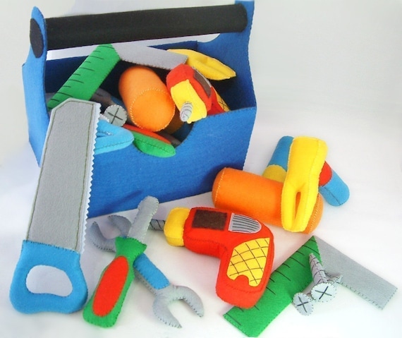 DIY Felt ToolBox(toolbox,Drill,Screwdriver,wrench,screw,Saws,Square,Hammer)-PDF Pattern via Email-T09