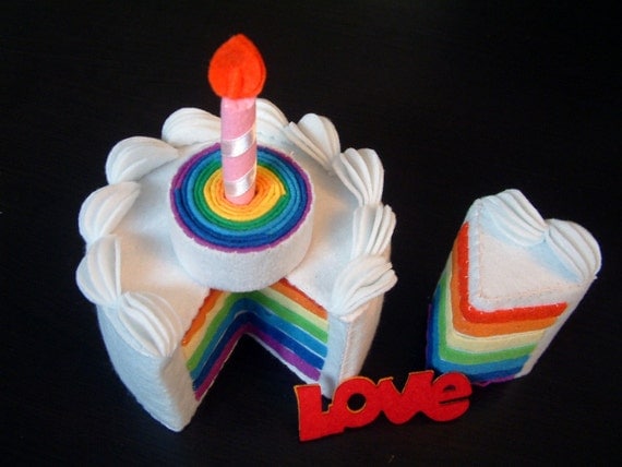 New-DIY felt rainbow cake(double tiers)---PDF Pattern via Email--F30