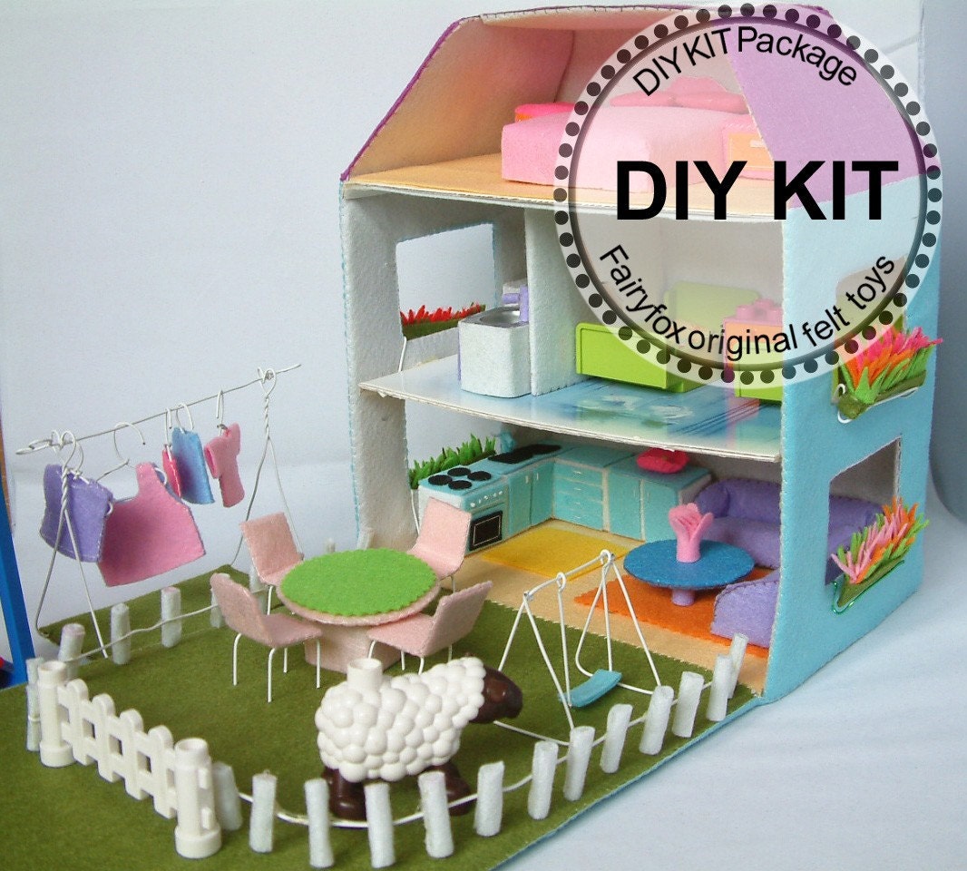 DIY felt Doll house and furnitures KIT Package--K-T14,T15