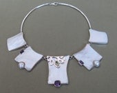 Sterling Silver 925 Necklace / Pearl / Amethyst / Peridot / shell / Bali silver Handmade Jewelry / unique.
