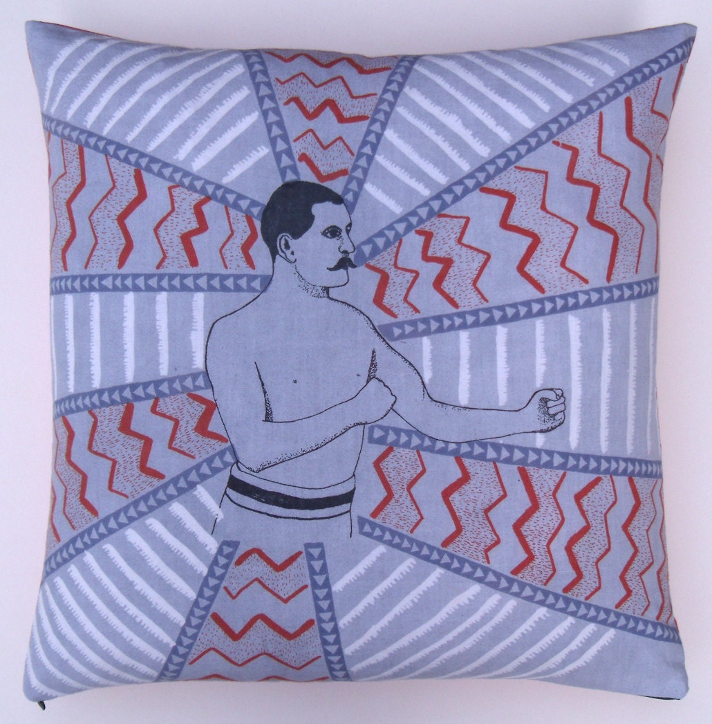 SALE Boxer Screen Print Cotton Cushion/Pillow