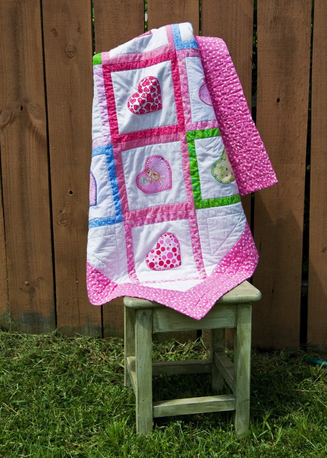 Heart of my heart quilt for a baby girl