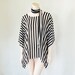 Bold and Bodacious Black & White Swing Top, Poncho with Long Scarf and Flowing Kimono Sleeves