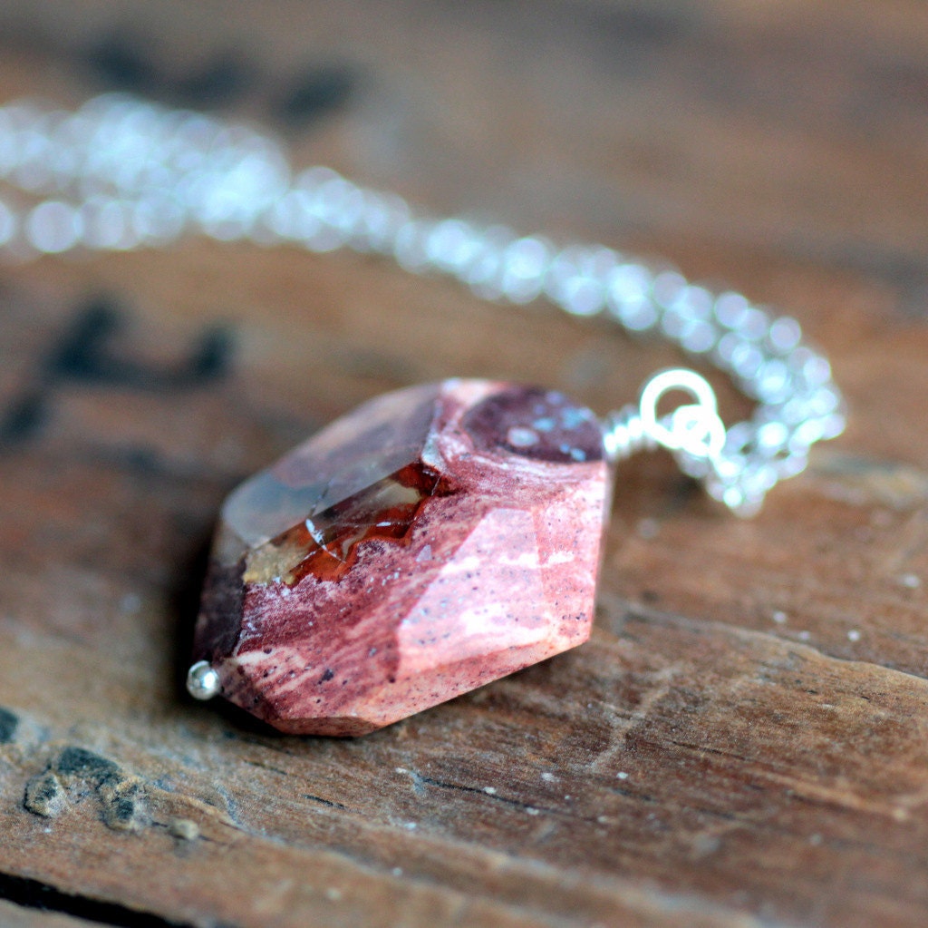 Mexican Boulder Opal Pendant Necklace on Sterling Silver Chain - Rustic Boho Southwestern Jewelry - JarosDesigns