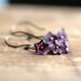 Flower Earrings with Purple Czech Glass Beads and Small Hoops- Cherry Blossoms Garden Floral Botanical