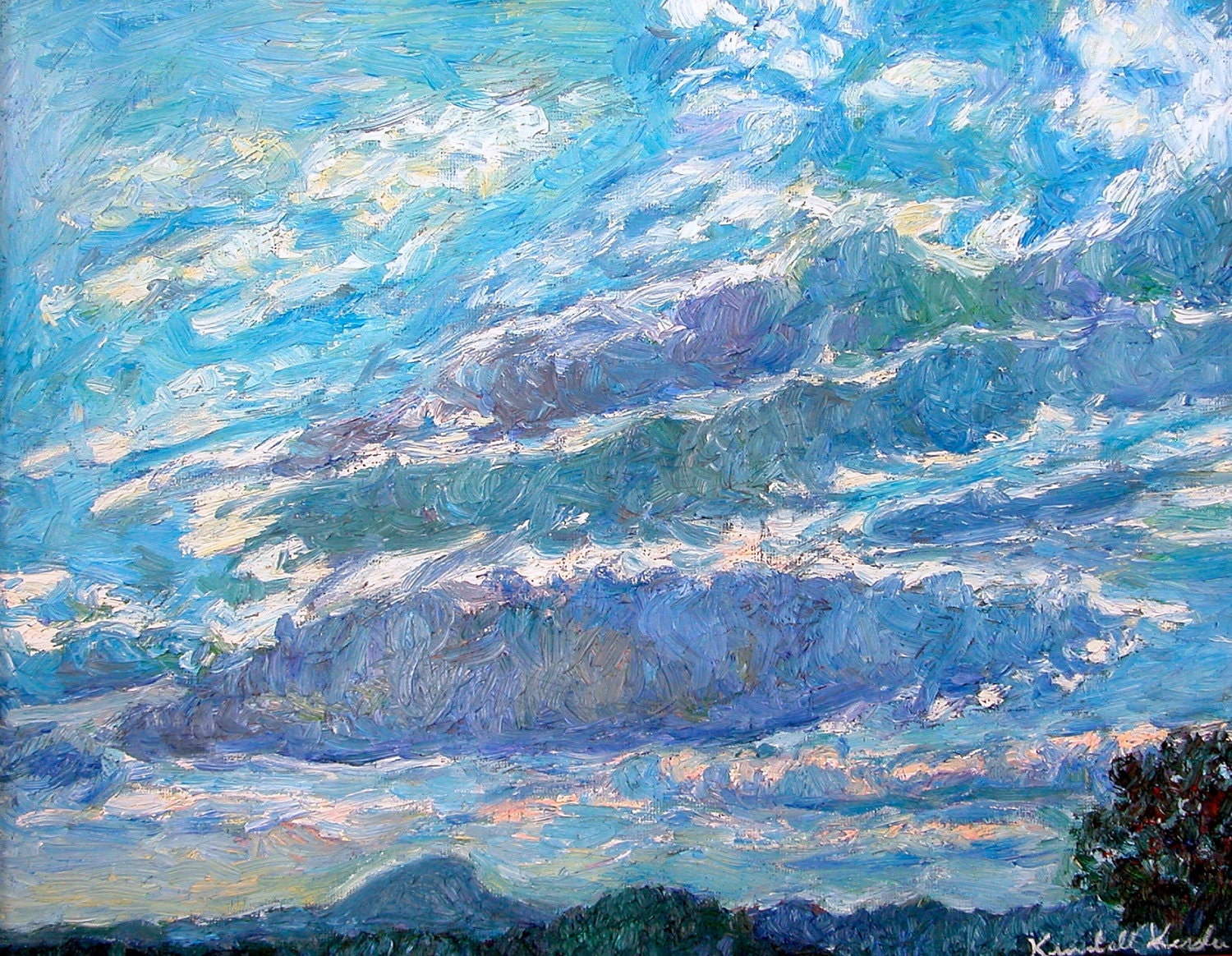 Clouds Over Buffalo Mountain Art 11x14 Impressionist Landscape  Award Winner Kendall Kessler