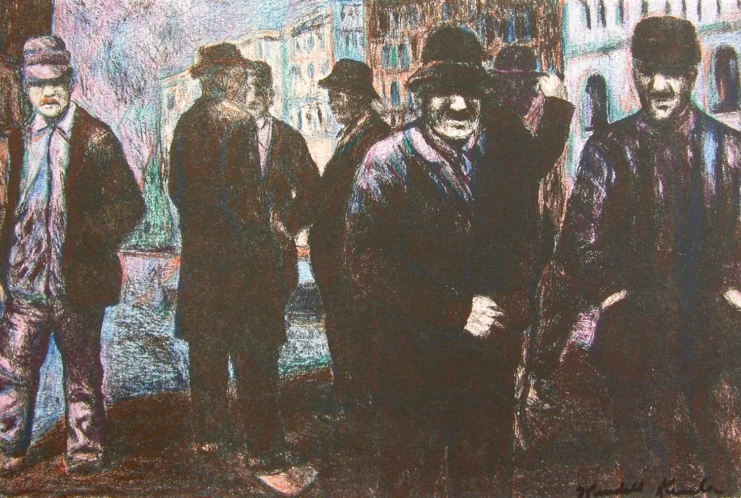 MEN Art 8x10 Hand Colored Original  Lithographs by Award Winning Artist Kendall F. Kessler