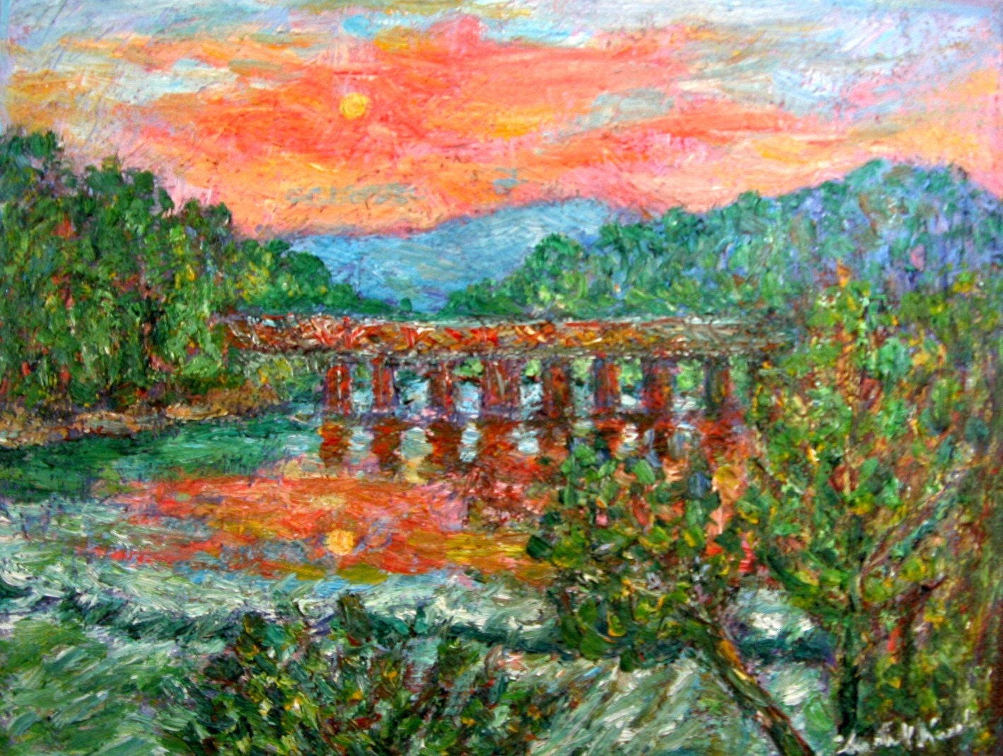 Sunset on the New River 7x9 ORIGINAL OIL PAINTING by Award Winning Artist Kendall Kessler