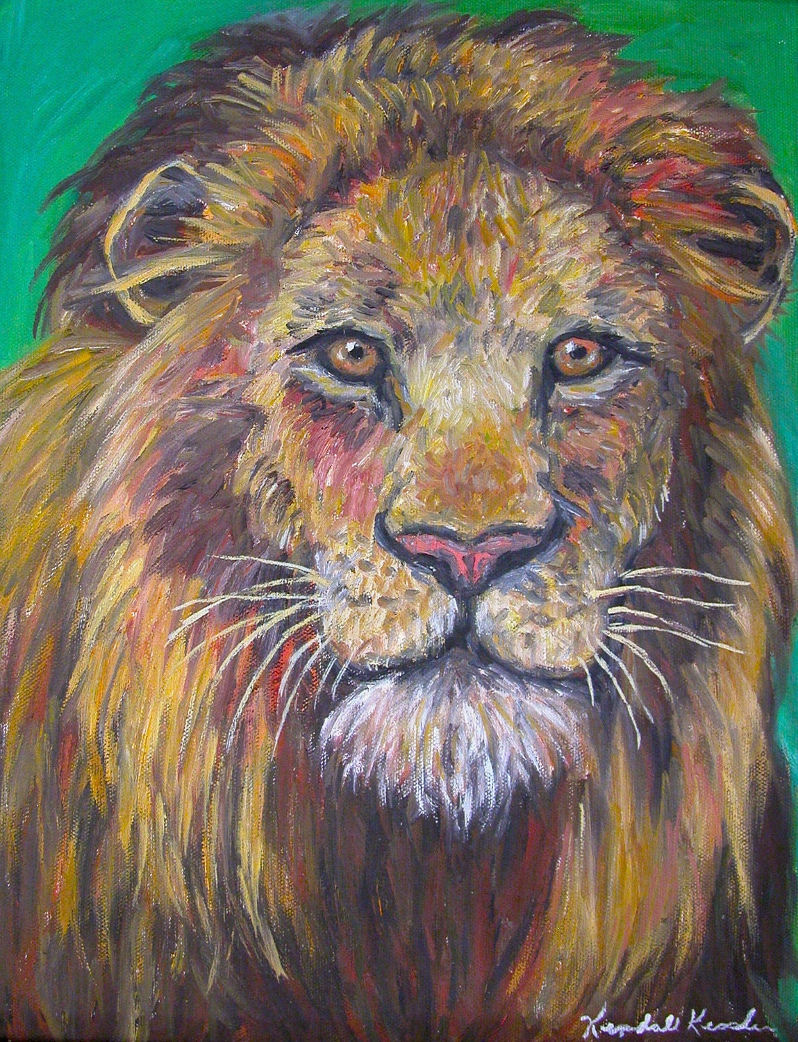 Lion Stare Art 14"x11" Impressionist Wildlife Portrait by Award ...