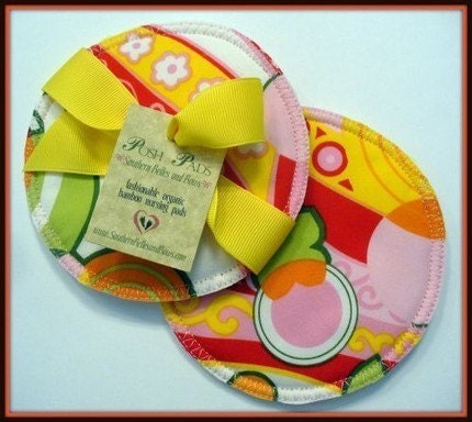 Posh Pads-Washable Organic Nursing Pads in CITRUS GROOVE BABE design