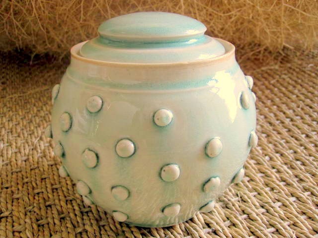 Ceramic Button Covered Lidded Jar