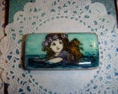 Mermaid Swimming Sweetie -- Upcycled Domino Magnet --
