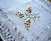 EMBROIDERED table runner linen Orange FRENCH KNOTS WOW