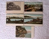Vintage postcard set Landscape Cityscape People EARLY CENTURY Souvenir Nostalgic panorama vista post card PRINT