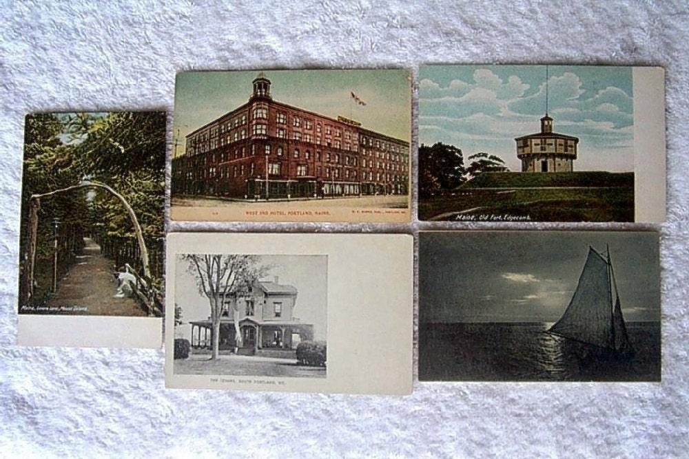 Vintage postcard set Landscape Cityscape People EARLY CENTURY Souvenir Nostalgic panorama vista post card PRINT