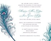 Wedding Invitation Suite Peacock Feathers Custom Printable Print Your Own