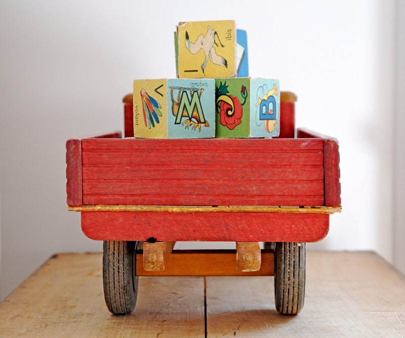 vintage wooden toy truck