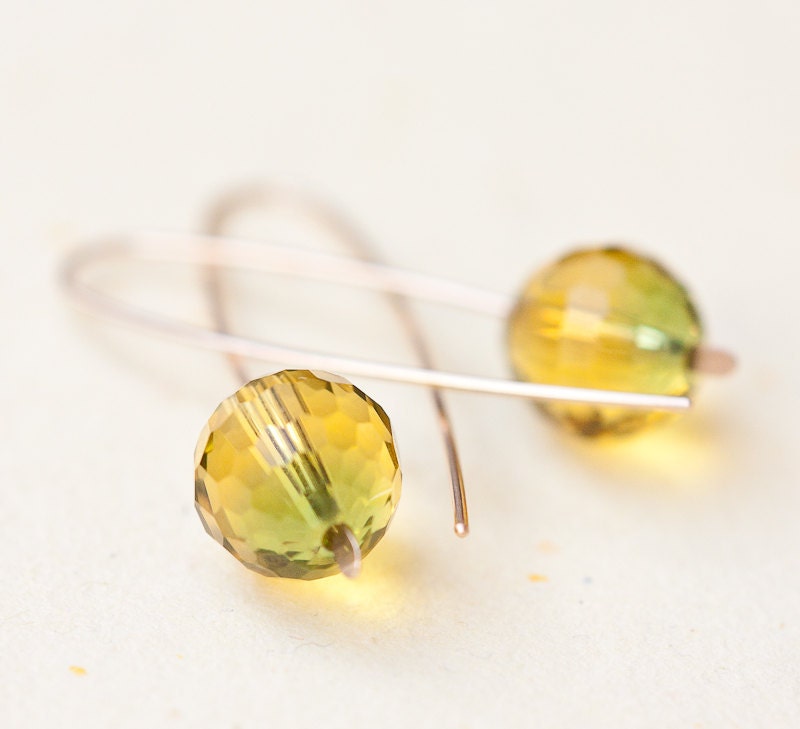 Earrings Yellow Green Ametrine Quartz Argentium Sterling silver Disco Ball Modern Design Minimalist Geometric Jewelry tbteam