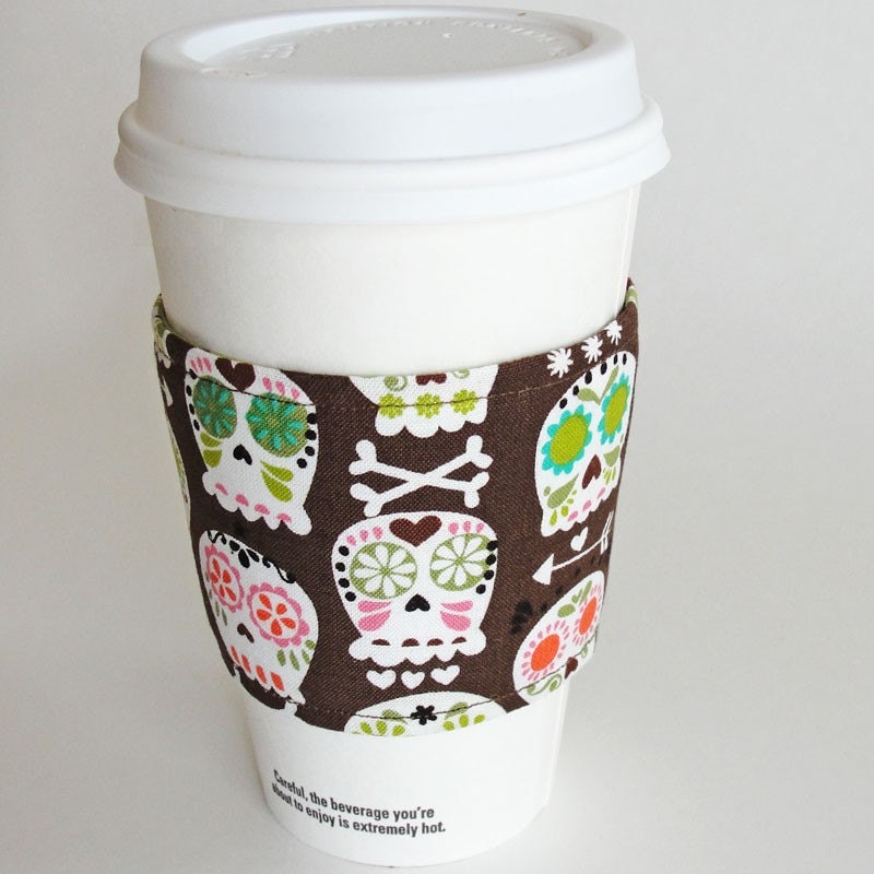 Colorful Skulls Reusable Coffee Sleeve