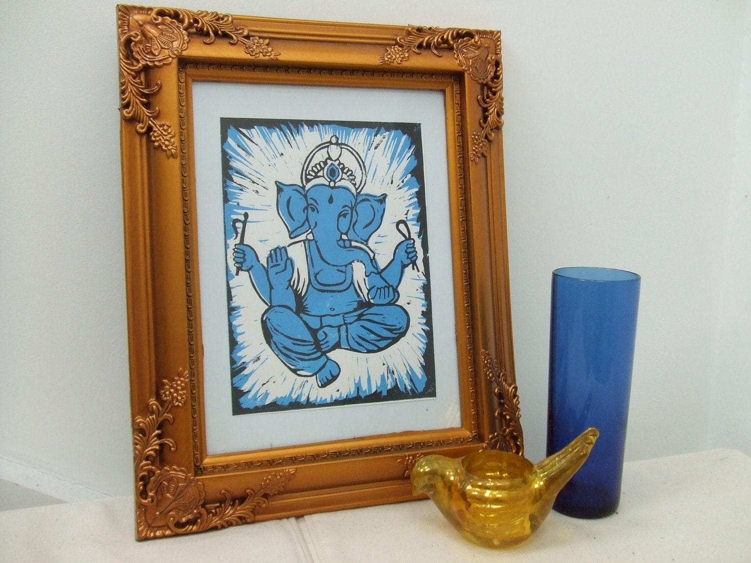 Ganesh Two Colour Lino Print