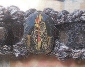 Crochet Choker, Sparkling Midnite Yarn, Art Deco Cameo, Handmade on Etsy