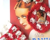 Crochet Pendant and Bracelet/Cuff Set Art Nouveau Style With Homage to Bette Davis in "Jezebell".