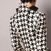 Black White Houndstooth Pure Wool Ruffled Frilly Fennel Neck Asymmetrical Long Winter Coat