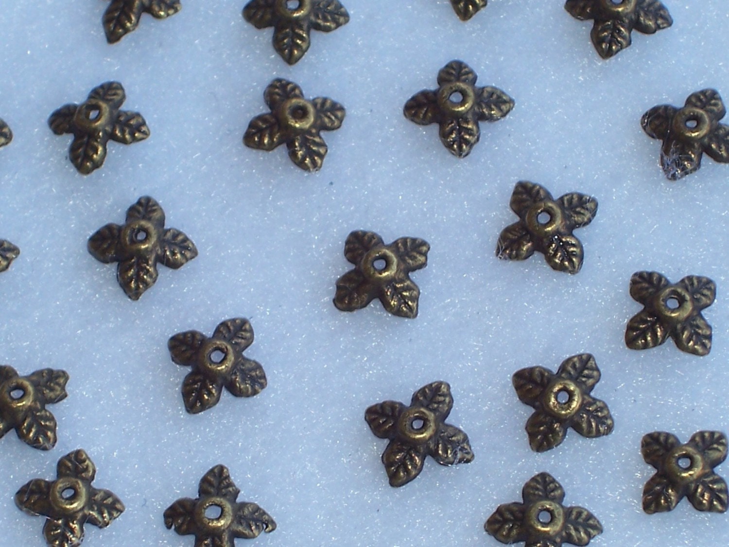 Antique Bronze Bead Caps Beautiful Tibetan Leaf  8mm x 2.5mm (24)