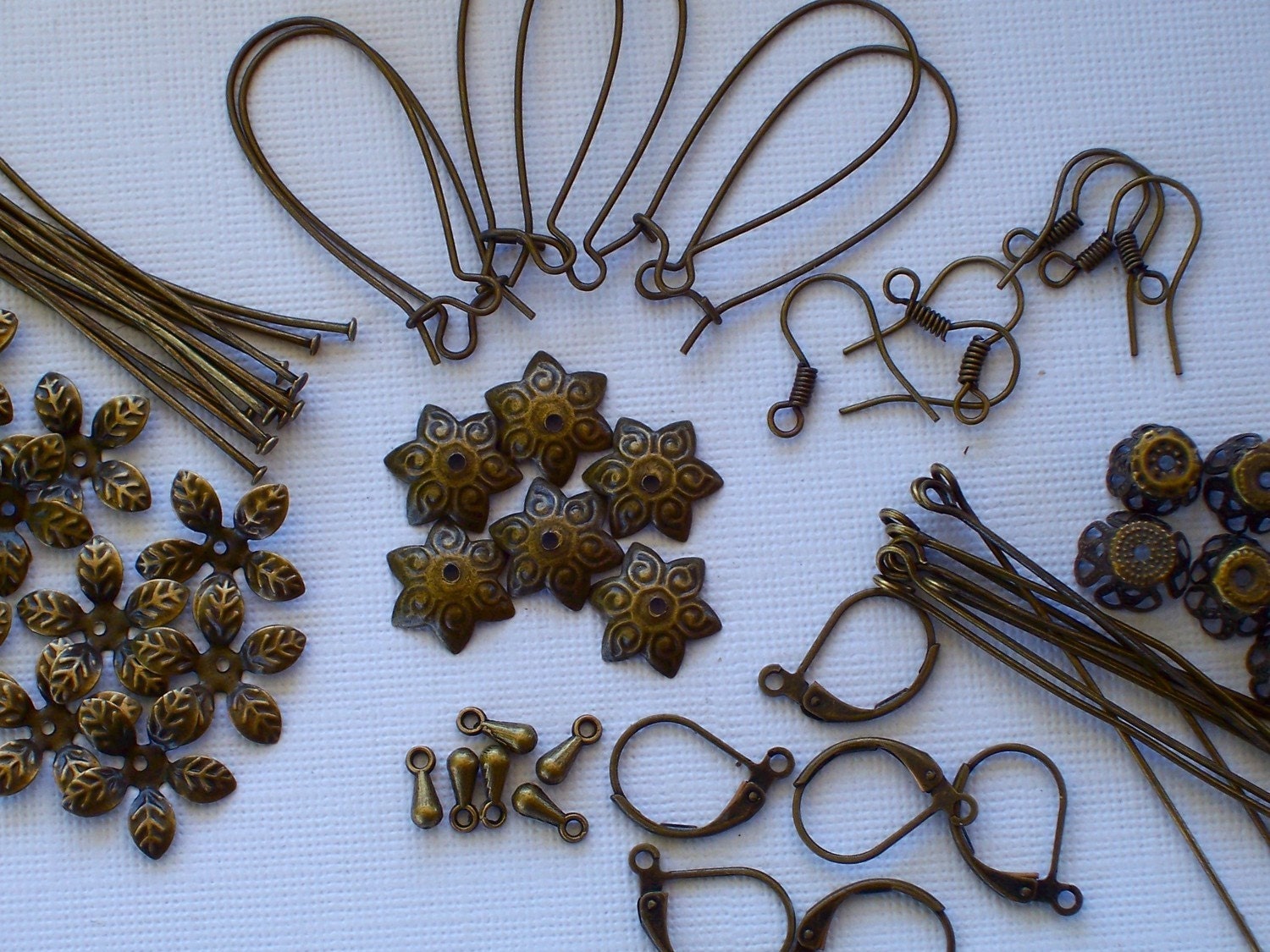 Antique Brass Findings Variety Pack. (48)