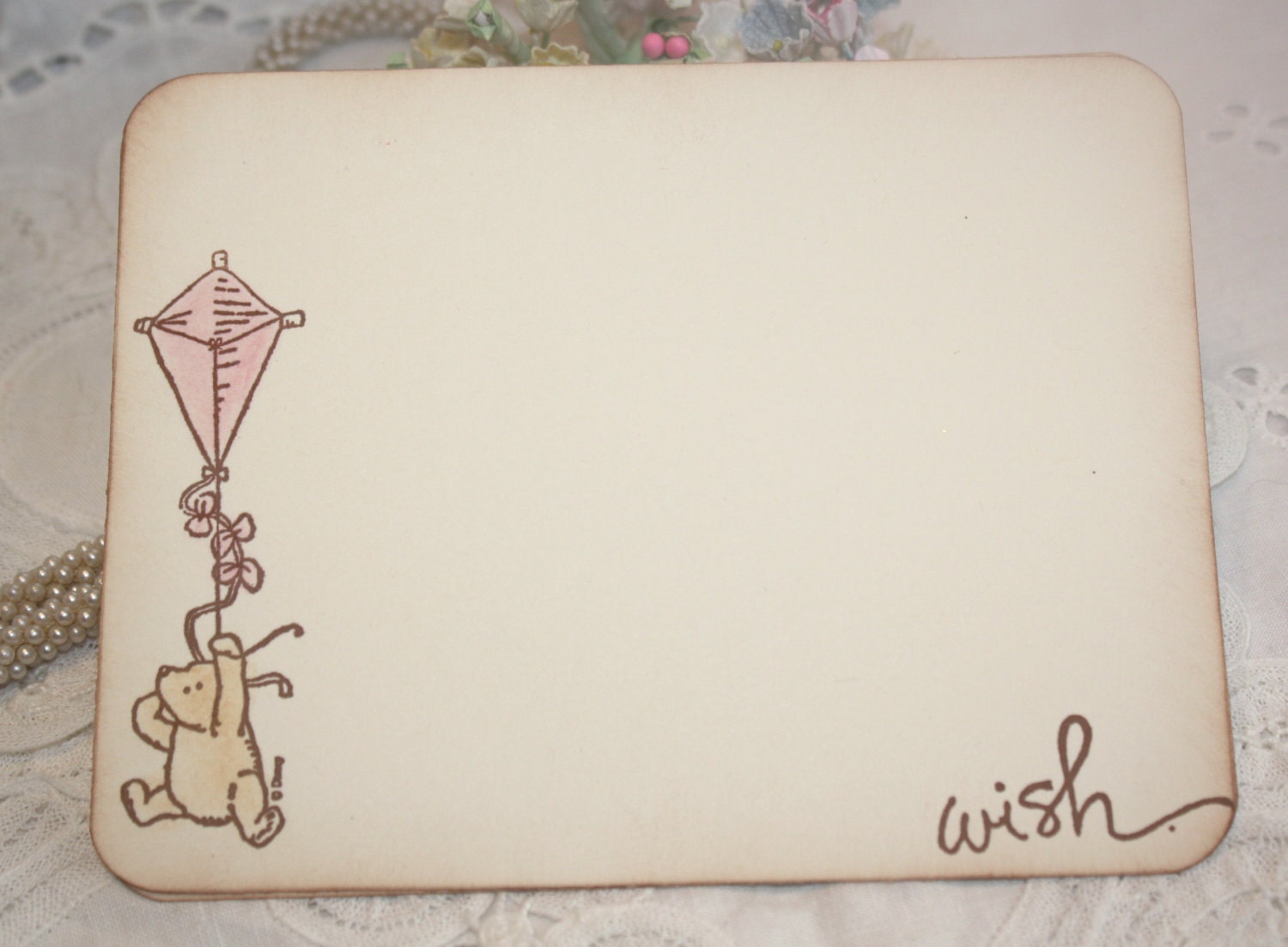 Baby Shower Wish Cards - Classic Winnie the Pooh - Pink Kite - Girl -  Set of 12