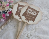 Cupcake Toppers - Owls - Food Picks - Set of 12