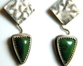 Funky Green Sterling Textured Earrings