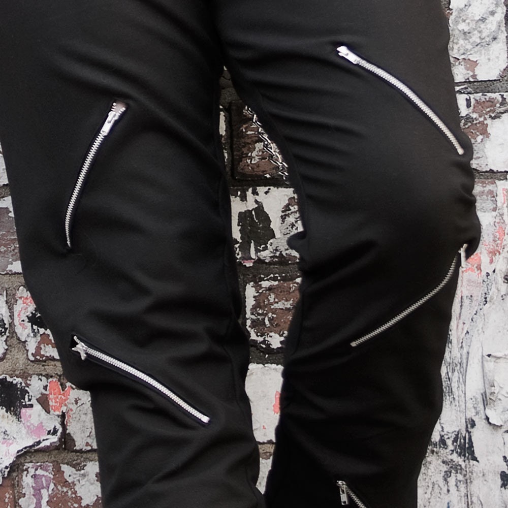 Mens Straight leg ZiP BONDAGE Pants with Handcuffs