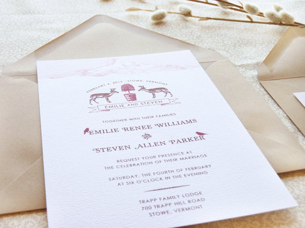 Oh Deer Woodland Monogram Wedding Invitations - Deposit