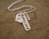 Blessed Hand stamped necklace - Mother's necklace - Grandmother necklace - Cluster necklace