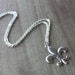 Pendant, Lily Flower Charm, Antiqued Silver, 18 Inch Chain, Vintage, France, French - Fleur-de-Lis