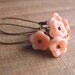 Spring Bouquet - Dangle Earrings, Floral, Peach Pink Flowers, Antiqued Brass Kidney Earwires
