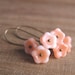 Spring Bouquet - Dangle Earrings, Floral, Peach Pink Flowers, Antiqued Brass Kidney Earwires