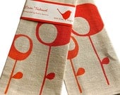 Linen Tea Towel - 'Retro' trees