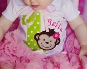 Mod Monkey Girls First Birthday Shirt