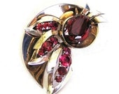 Mazer Sterling Ruby Glass Brooch