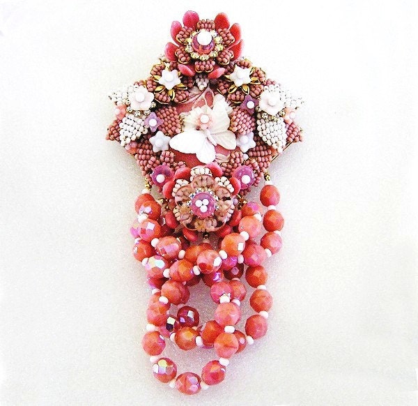 Stanley Hagler Ian St Gielar Pink and White Butterfly Brooch