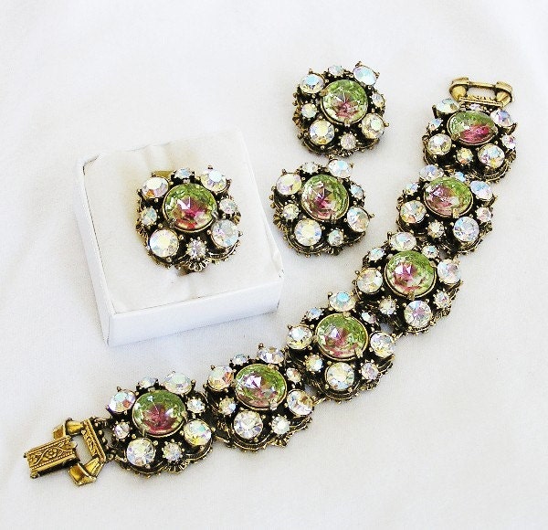 Florenza Green Watermelon and Clear Parure