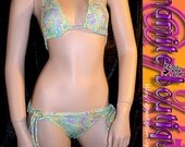 ANGELIC MOD Pastel Ethereal GLO PAISLEY mesh neon exotic cheeky bikini--S
