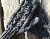 Hand Knit Charcoal Grey Wool Cable Mittens (Size M/L - Ready to Ship)
