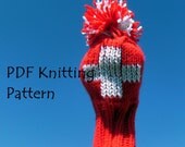 PDF Knitting Pattern - Swiss Flag Schweizer Fahne Golf Club Cover - Red White Cross Equipe Suisse Schweiz Svizzera Team Switzerland