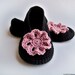 Crochet Slippers with Flower Brooch, Women Slippers, Black Slippers with Pink Flower Brooch - Summer Fashion - Summer Accessories