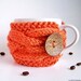 Cup Cozy in Neon Orange, Pumpkin Coffee Cozy - Summer Bright Coral Carrot Farm Tangerine Citrus Geometric  Flourescent - Fathers Day Gift
