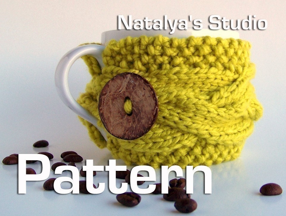 Cup Cozy Pattern PDF Coffee Tea Mug Sleeve Knitted by natalya1905
