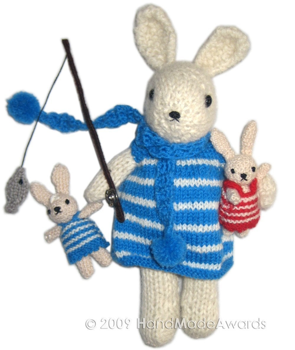 Lovely Mom BUNNY is FISHING With Her Twins pdf Email Knit PATTERN